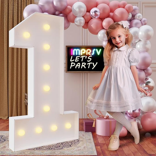 imprsv 4FT Marquee Numbers, DIY Light Up Numbers for 1st Birthday