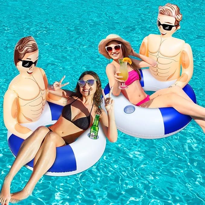 Silph PLC Pool Float, Inflatable Swim Ring with Cup Holder for Party,