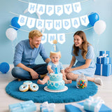 First Birthday Decorations for Boy Blue One Birthday Hat and Pre