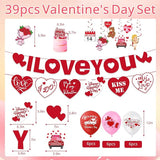 39 Pcs Valentine's Day Decorations Kit I LOVE YOU Banner with