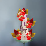 Ephlyn 28Pcs Paper Palm Fan Cake Topper Balls Cake Pick for Baby