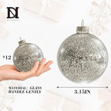 Christmas Ball Ornaments Set of 12pcs-3.15” Silver Mercury Glass Xmas
