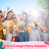Geyoga 100 Pcs Western Cowgirl Plastic Cups 16 oz Pink Cowgirl