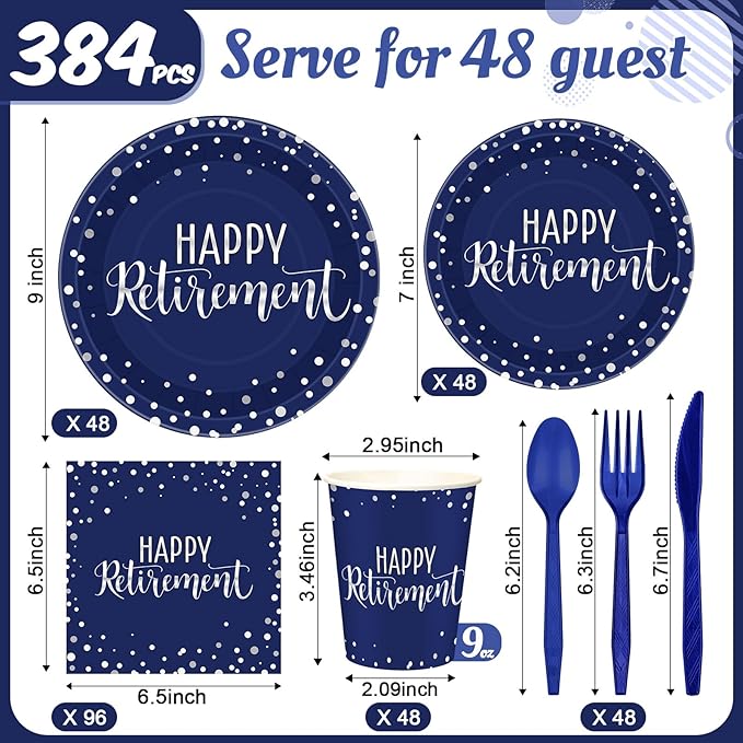 Pickmesh 384 Pcs Retirement Party Decorations Happy Retirement Paper