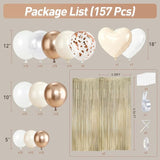 White and Champagne Gold Balloons Garland Arch Kit with Rose Gold