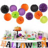 Black Orange Purple Green Halloween Party Decorations 15PCS Paper
