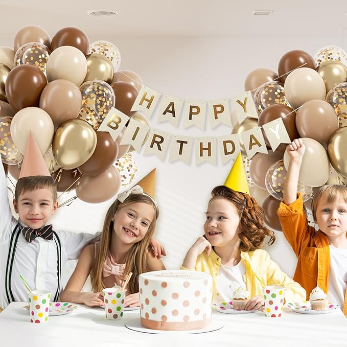 60pcs Brown and Gold Balloons for Neutral Bridal Shower, Birthday,
