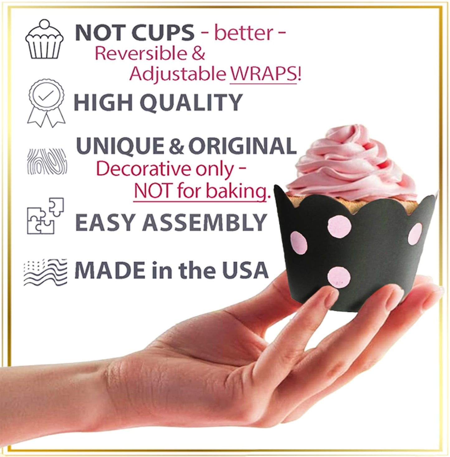 Cupcake Wrappers - Pink & Black Dot Wedding, She Said Yes Bridal, Baby