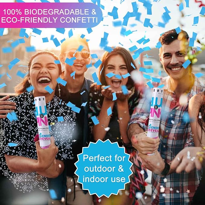 Premium Gender Reveal Confetti Cannon Set of 4 Mixed 2 Blue 2 Pink