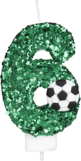 Soccer Candle 6,6 Candle for Birthday Cake Boy Soccer,6th Birthday