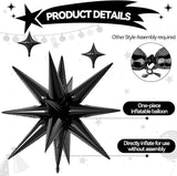 18 Pcs Black Star Balloons, Black Balloon with 6 Pcs 22-Inch