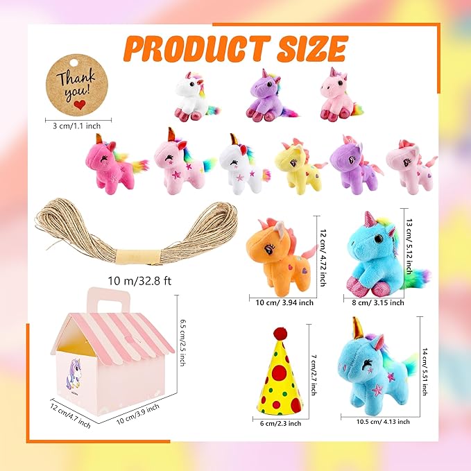 133 Pcs Unicorn Party Favors Include 16 Mini Plush Unicorn Keychains