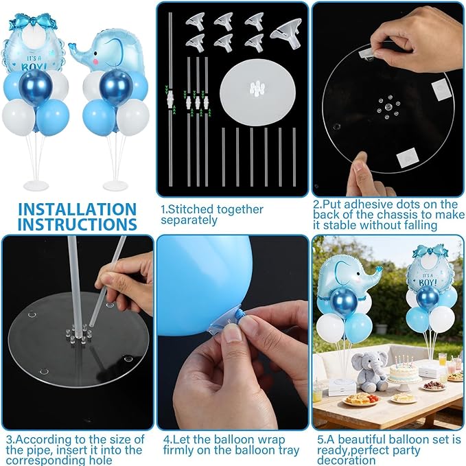 Elephant Baby Shower Decorations Party Balloons Stand Kit 2 Sets with