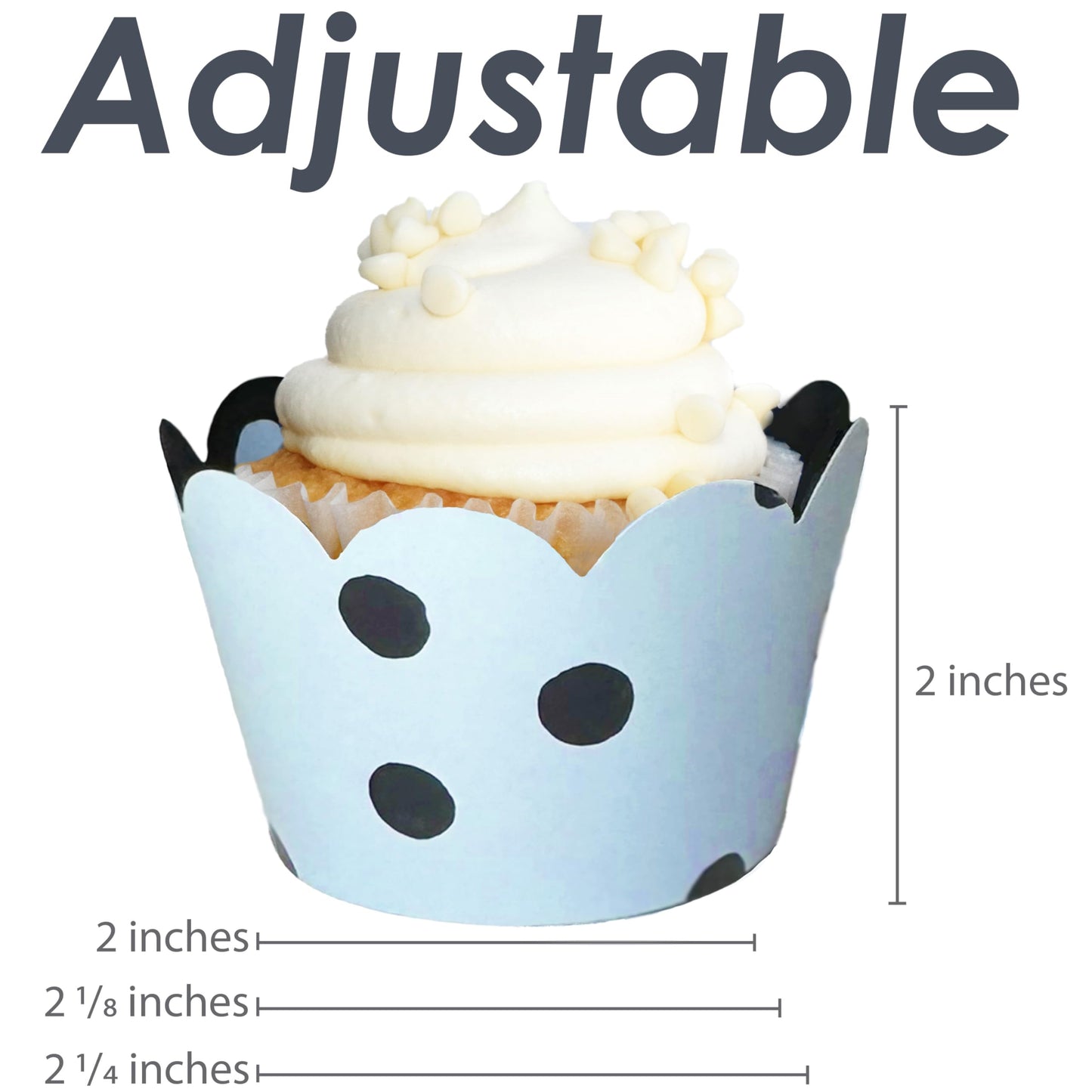 Cupcake Wrappers - Black Dot Wedding, Something Blue Bridal, She Said