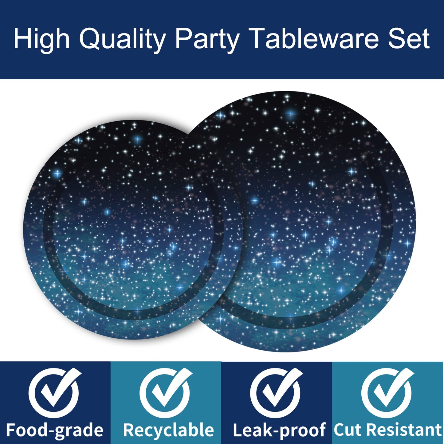 96 Pcs Galaxy Party Starry Night Supplies Tableware Set Outer Space