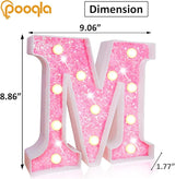 Pooqla LED Marquee Letter Lights, Light Up Pink Letters Glitter #4