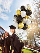 Black and Gold Balloons, 60 Pcs 12 Inch Graduation Balloons, Metallic