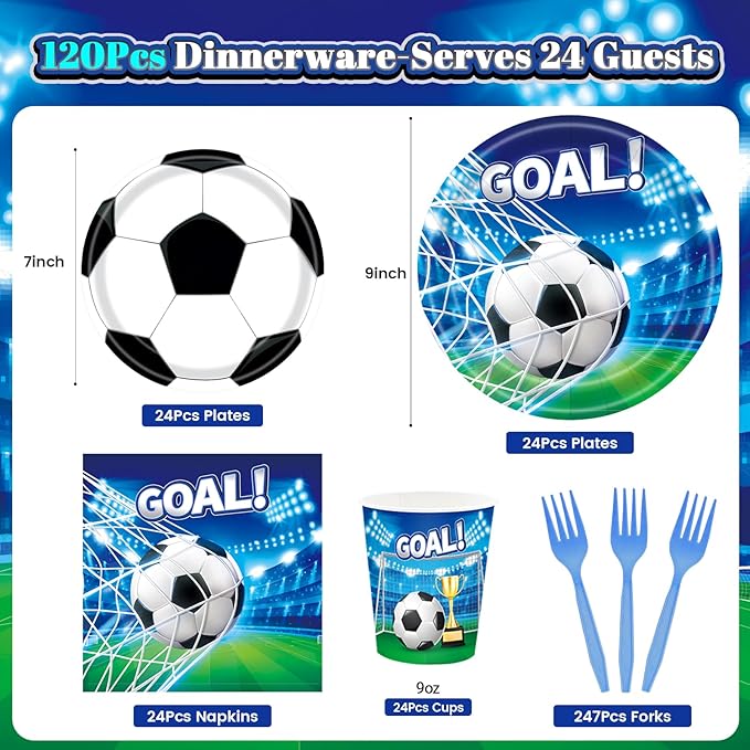 REDWORD Soccer Party Decorations 120Pcs Soccer Birthday Party