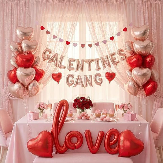 Galentine's Day Party Decorations Kit for Her & Rose Gold GALENTINES