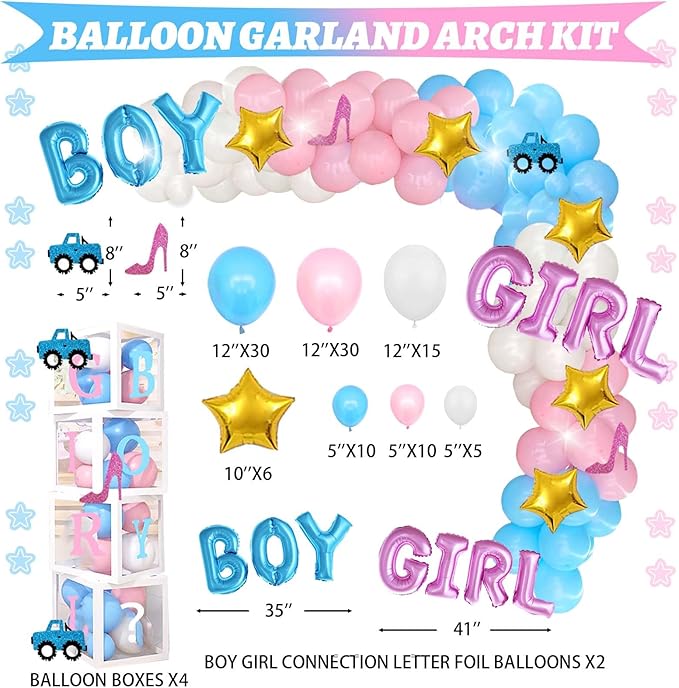 Wheels or Heels Gender Reveal Decorations 169 PCs Boy or Girl Gender