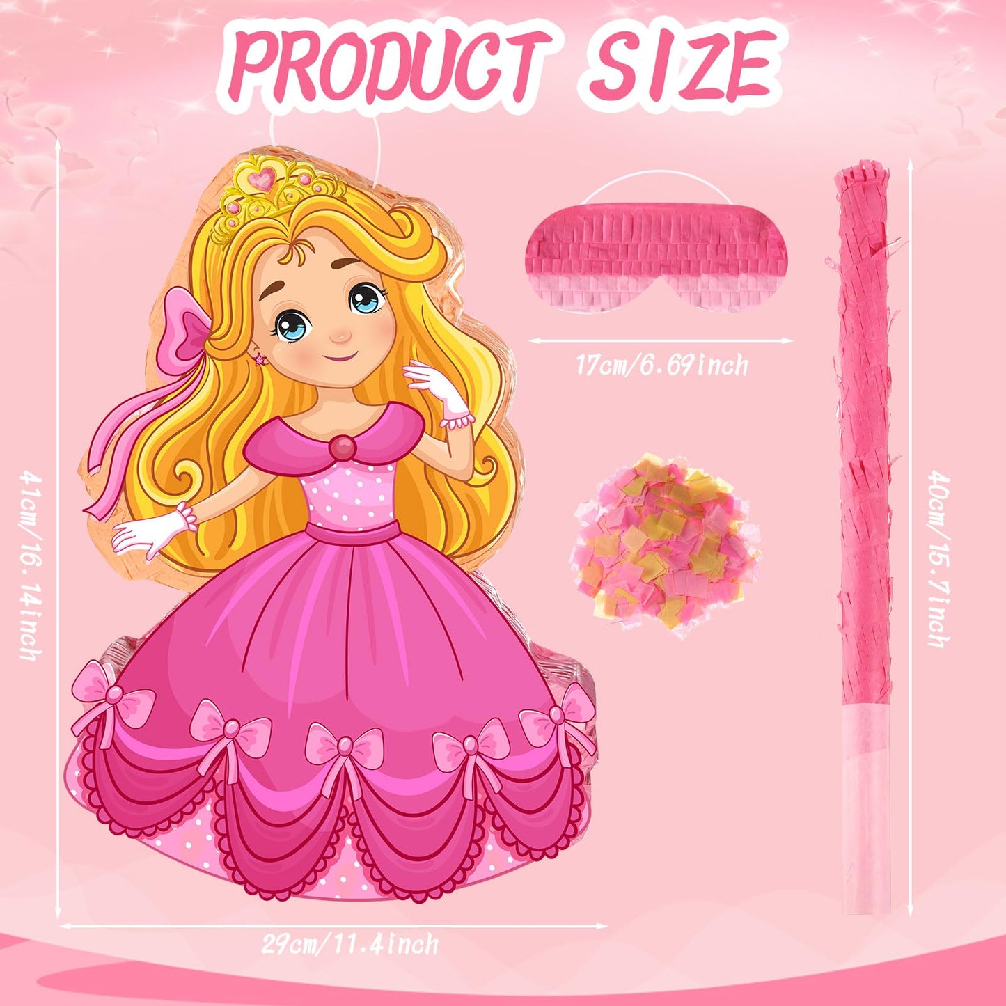 Threan Princess Piñata Fairy Party Decorations Pink Ballet Piñata