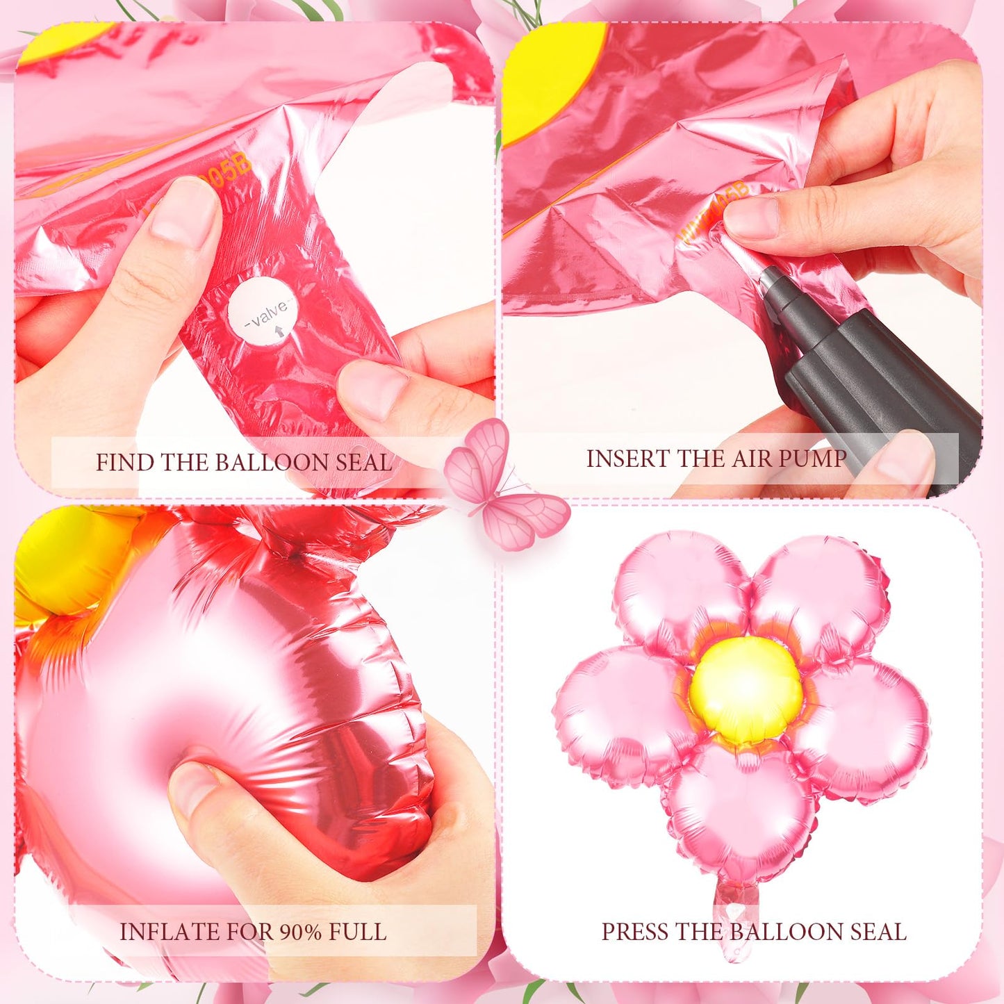 Charnoel 12 Pcs Light Pink Flower Balloon Huge Aluminum Foil Pastel