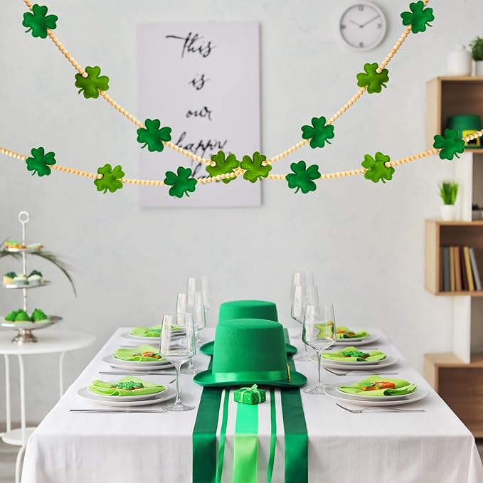 St Patricks Day Garland 3D Felt St Patricks Shamrock Banner with