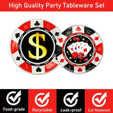 96 Pcs Casino Party Supplies Paper Plates Napkins Las Vegas Party