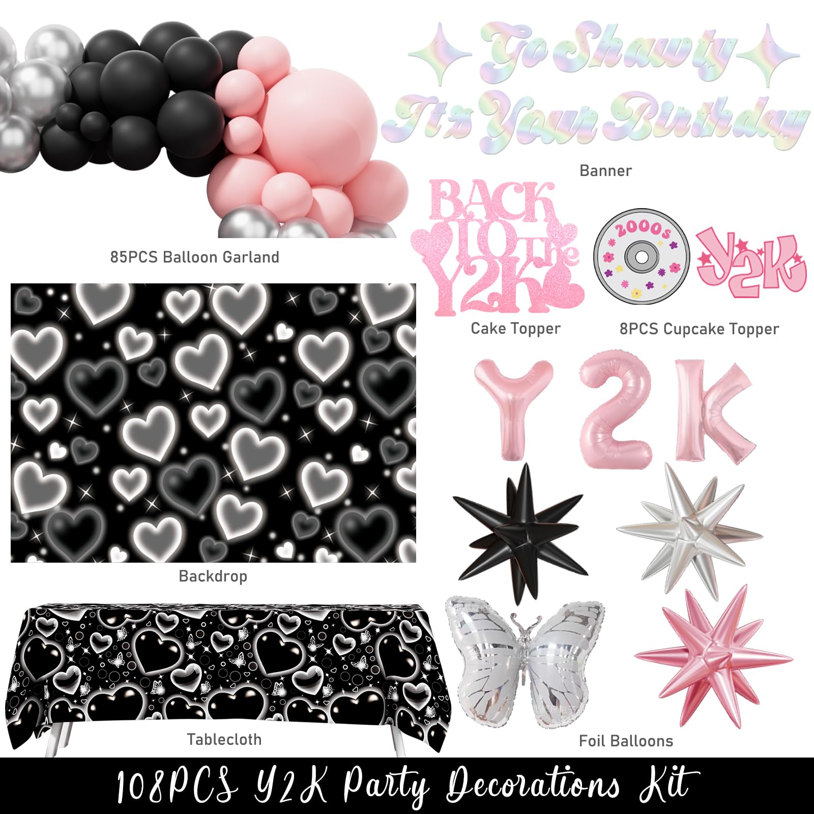 Fiesec Y2k Party Decorations – 109 PCs 2000 the Party Supplies with