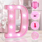 Pink Light Up Letters, LED Marquee Letters for Table, Small Glitter #2