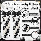 Kasyat 2 Sets Black Bow Balloon Column Stand Kit with 2 Black Bow
