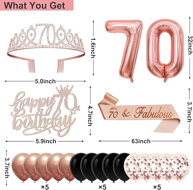 70th Birthday Decorations for Women 32PCS 70th Birthday Party