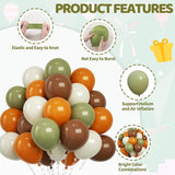 Funhot Sage Green Brown Balloons Set, 60 Pcs Jungle Safari Party