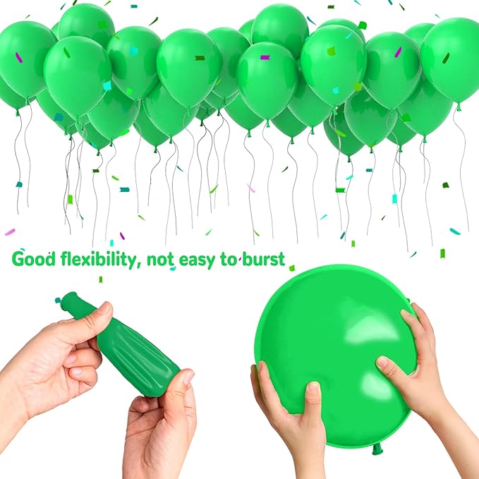 Green Balloons 12 Inch 100 Pack Thicken Latex Green Balloons for