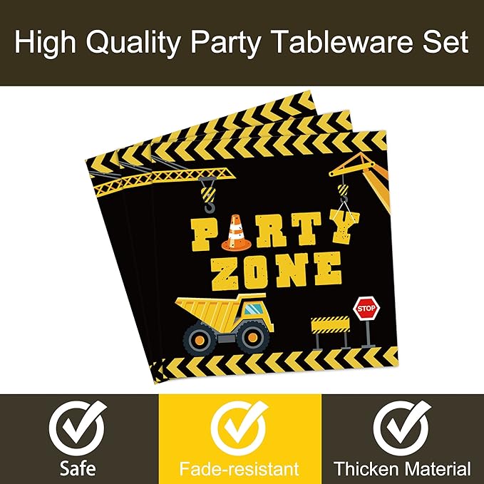 96pcs Construction Birthday Party Supplies Construction Theme Paper