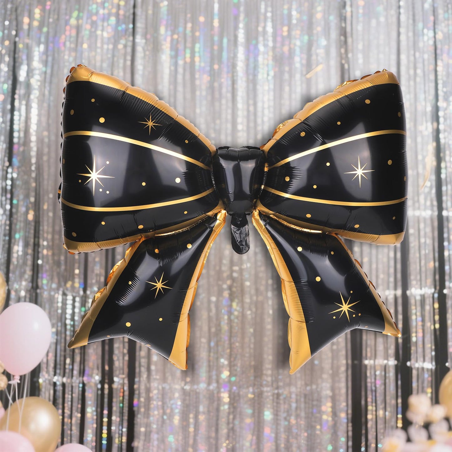 4Pcs Giant Bow Balloons, 97.5cm/38in Big Elegant Coquette Theme Star D
