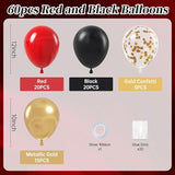 Red Black and Gold Balloons, 60pcs 12inch Red Black Gold Confetti