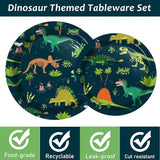 96PCS Dinosaur Tableware Set Fossil Dinosaur World Dinnerware