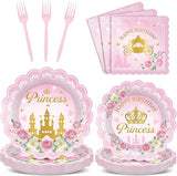 96pcs Princess Birthday Party Decorations Pink Princess Scalloped