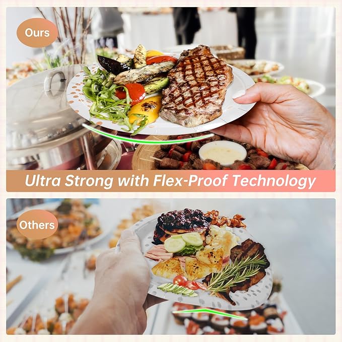 Serves 35 Guests White and Rose Gold Party Supplies,White and Rose