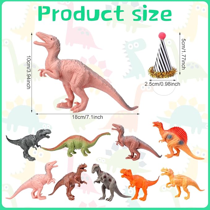 18 Pcs Dinosaur Birthday Party Decorations Animal Cake Toppers Mini