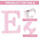 Qunclay Pink Crystal Diamond Letter Wall Decor, Glitter Wooden Bling