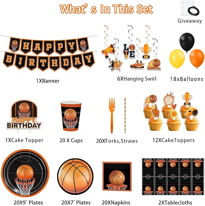 Basketball Birthday Party Decorations 160PCS Basketball Party