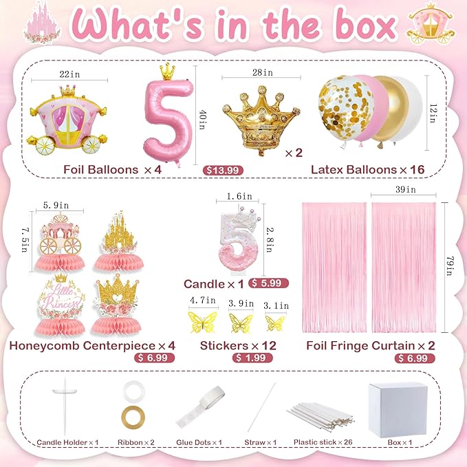 235 pcs Princess Birthday Party Decorations Princess Themed