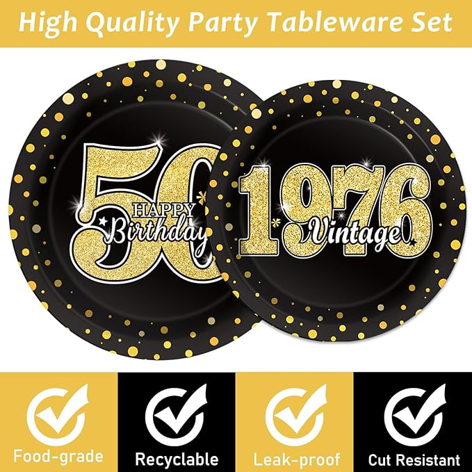 96 Pcs Vintage 50th Birthday Party Decorations Vintage 1976 Birthday