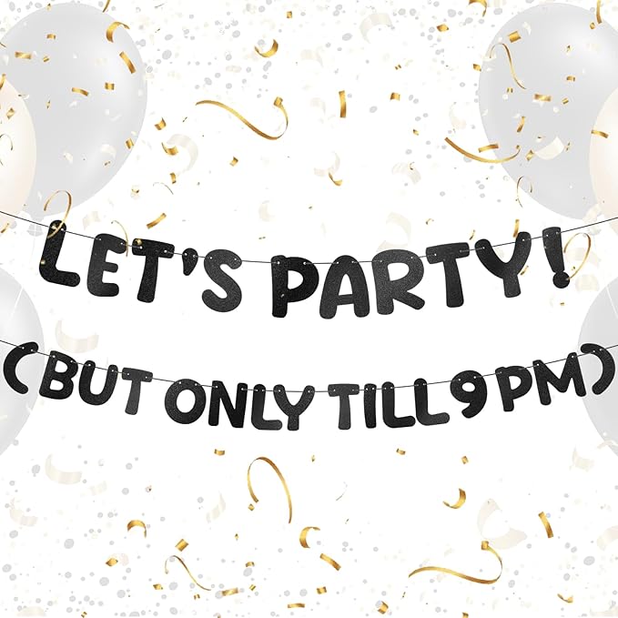 Yeaqee Pre-strung Glitter Funny Birthday Banner, Let's Party But Only