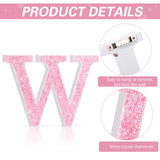 Qunclay Pink Crystal Diamond Letter Wall Decor, Glitter Wooden Bling