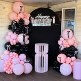 HILAVO Pink and Black Balloons Arch Kit Bow Balloon Garland Coquette