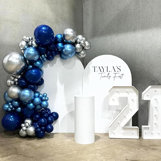Blue and Silver Balloons, 50 PCS 12 Inch Pearl Royal Navy Blue Latex