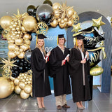 155Pcs Black and Gold Balloon Garland Arch Kit with Gold Confetti